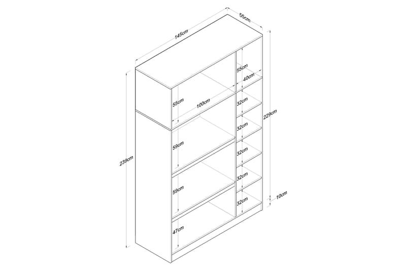 UFLIEDTA Garderob 6 Skåp 55x145 cm Vit - Förvaring - Sko- & klädförvaring - Garderober & garderobssystem