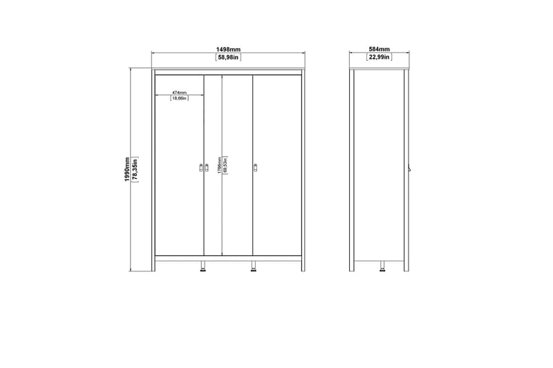 Vallvidera Garderob 58x150 cm - Vit - Förvaring - Sko- & klädförvaring - Garderober & garderobssystem