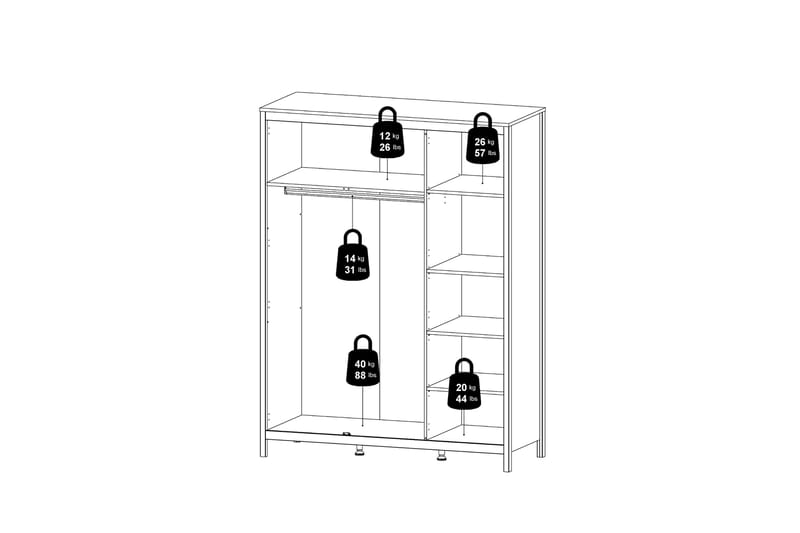Vallvidera Garderob 58x150 cm - Vit - Förvaring - Sko- & klädförvaring - Garderober & garderobssystem