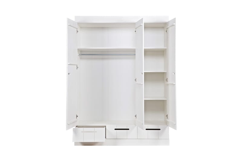 Varius Garderob 140 cm 3 Dörrar 3 Lådor - Vit Tall - Förvaring - Sko- & klädförvaring - Garderober & garderobssystem