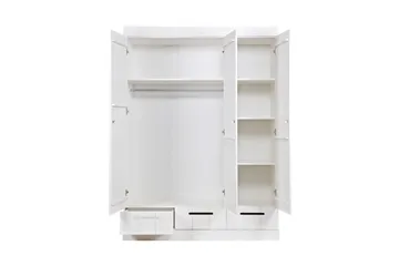 Varius Garderob 140 cm 3 Dörrar 3 Lådor - Vit Tall - Förvaring - Sko- & klädförvaring - Garderober & garderobssystem