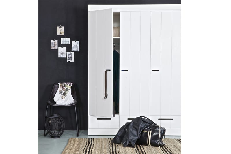 Varius Garderob 140 cm 3 Dörrar 3 Lådor - Vit Tall - Förvaring - Sko- & klädförvaring - Garderober & garderobssystem