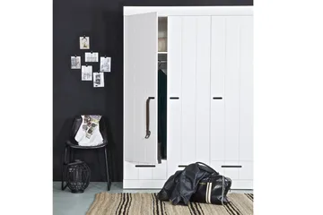 Varius Garderob 140 cm 3 Dörrar 3 Lådor - Vit Tall - Förvaring - Sko- & klädförvaring - Garderober & garderobssystem