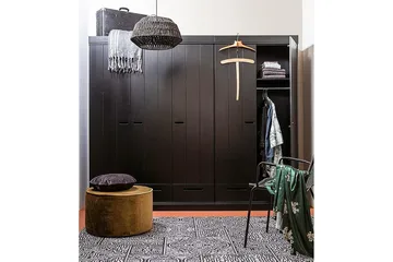 Varius Garderob 140x53 cm 3 Dörrer - Furu/Svart - Förvaring - Sko- & klädförvaring - Garderober & garderobssystem