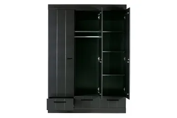 Varius Garderob 140x53 cm 3 Dörrer - Furu/Svart - Förvaring - Sko- & klädförvaring - Garderober & garderobssystem