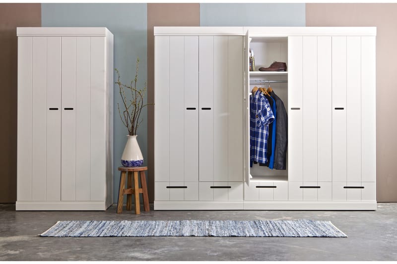 Varius Garderob 195 cm 2 Dörrar 2 Lådor - Vit Tall - Förvaring - Sko- & klädförvaring - Garderober & garderobssystem