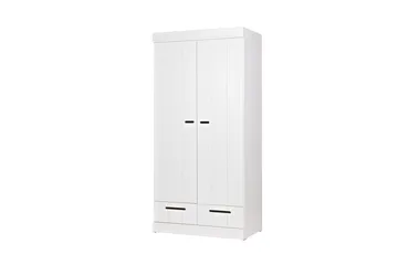 Varius Garderob 195 cm 2 Dörrar 2 Lådor - Vit Tall - Förvaring - Sko- & klädförvaring - Garderober & garderobssystem