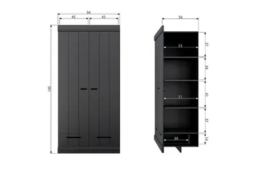 Varius Garderob 94x53 cm 2 Dörrar - Furu/Svart - Förvaring - Sko- & klädförvaring - Garderober & garderobssystem