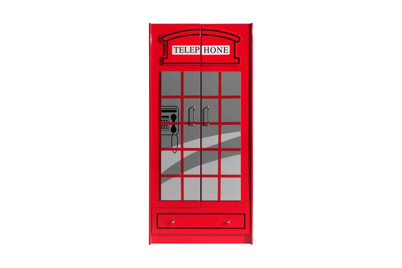 VELLEVIK Garderob London Telefonkiosk Röd - Garderober & garderobssystem - Barngarderob