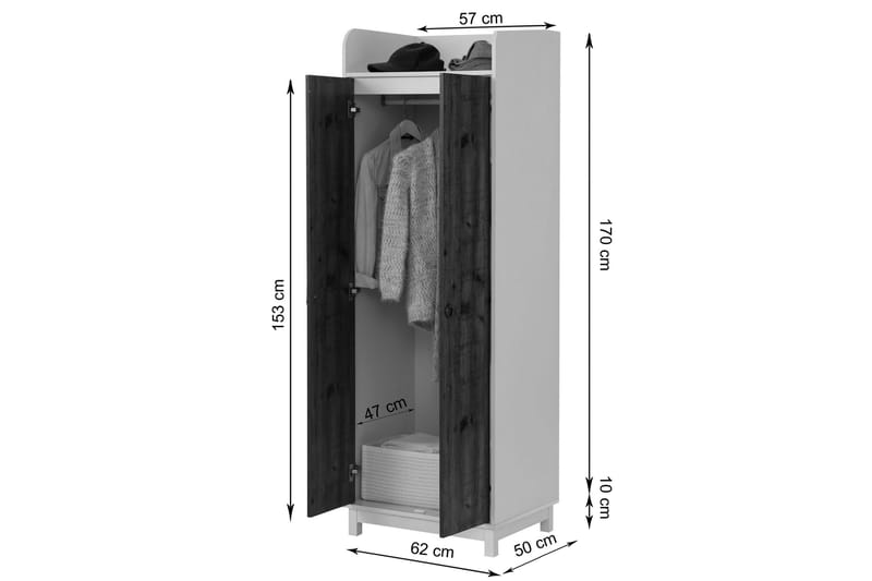 WAINTWRIGHT Garderob 62x60 cm Vit/Natur - Förvaring - Sko- & klädförvaring - Garderober & garderobssystem