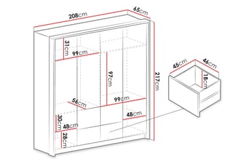 Wedena Garderob 208 cm - Grå - Förvaring - Sko- & klädförvaring - Garderober & garderobssystem