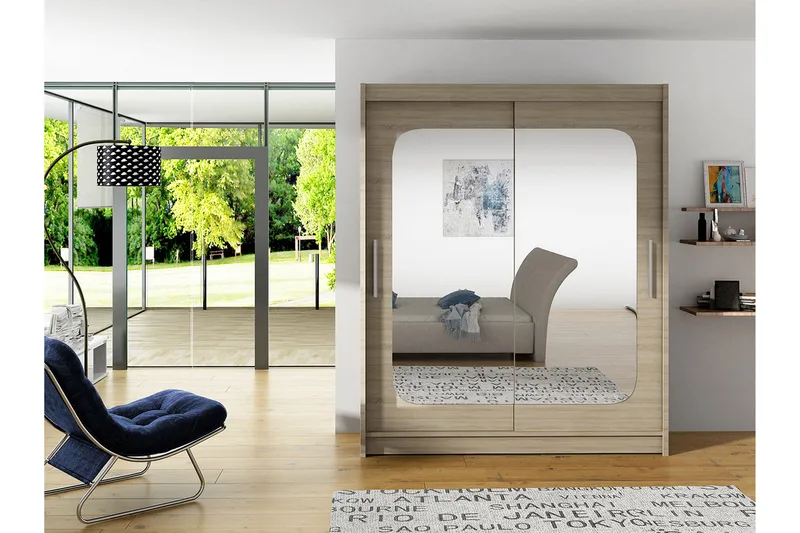 West Garderob 150x58x200 cm LED-belysning - Beige - Förvaring - Sko- & klädförvaring - Garderober & garderobssystem