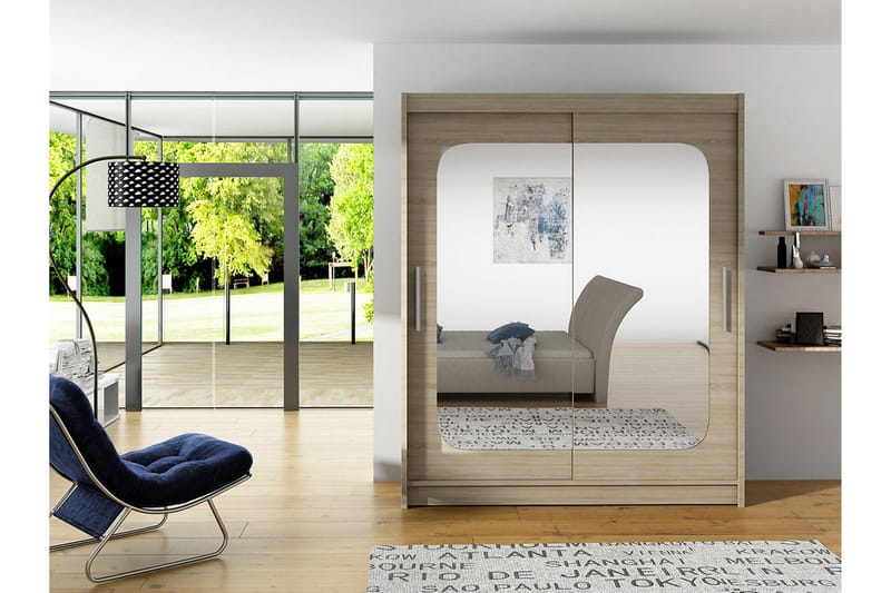 West Garderob 150x58x200 cm LED-belysning - Beige - Förvaring - Sko- & klädförvaring - Garderober & garderobssystem