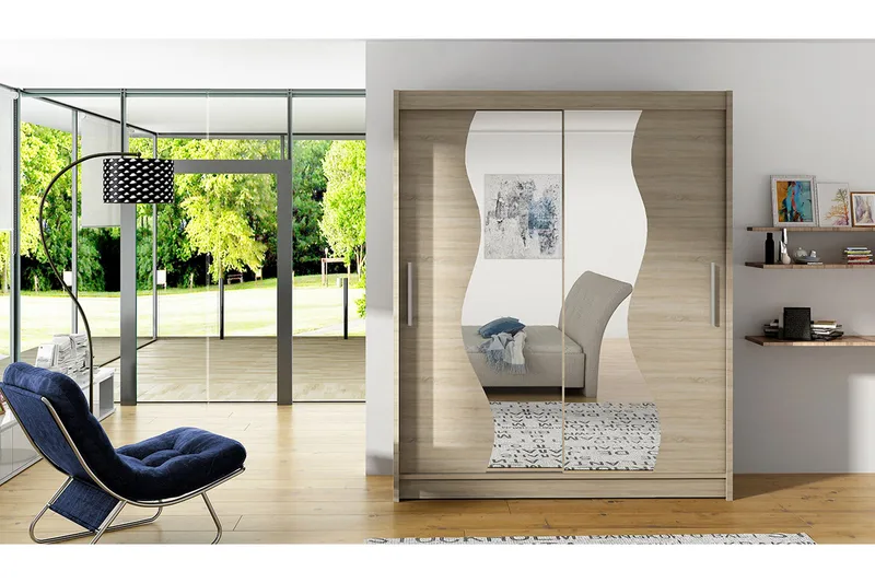 West Garderob 150x58x200 cm LED-belysning - Beige - Förvaring - Sko- & klädförvaring - Garderober & garderobssystem