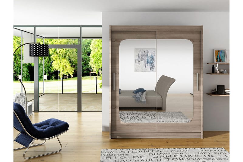 West Garderob 150x58x200 cm LED-belysning - Beige - Förvaring - Sko- & klädförvaring - Garderober & garderobssystem