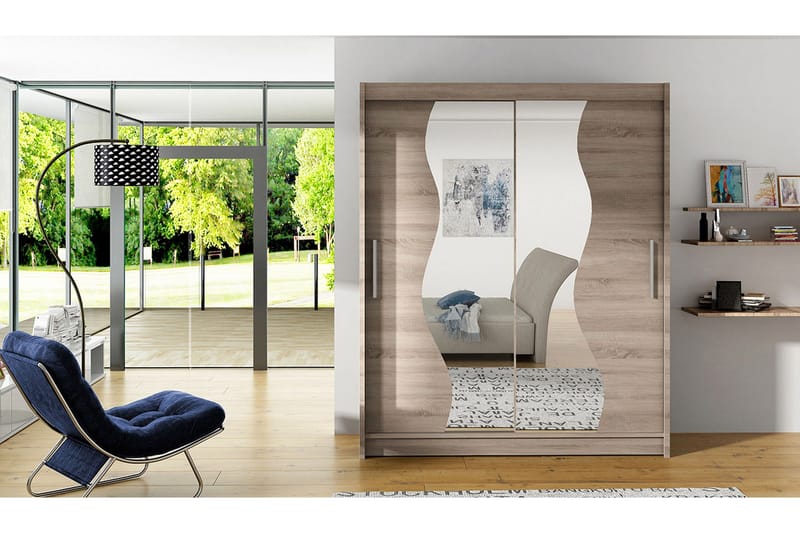 West Garderob 150x58x200 cm LED-belysning - Beige - Förvaring - Sko- & klädförvaring - Garderober & garderobssystem