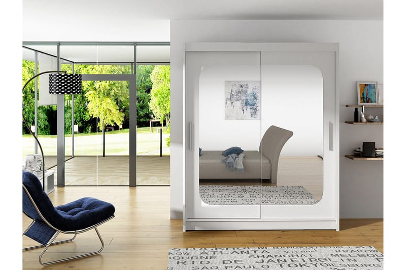 West Garderob 150x58x200 cm LED-belysning - Vit - Förvaring - Sko- & klädförvaring - Garderober & garderobssystem