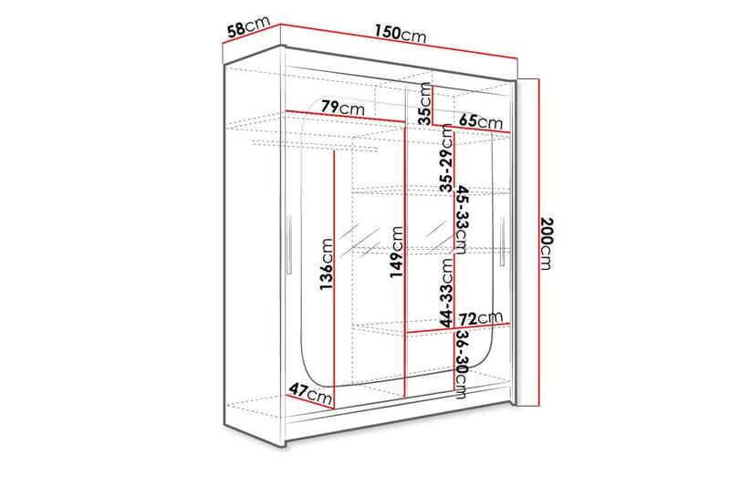 West Garderob 150x58x200 cm - Vit - Förvaring - Sko- & klädförvaring - Garderober & garderobssystem