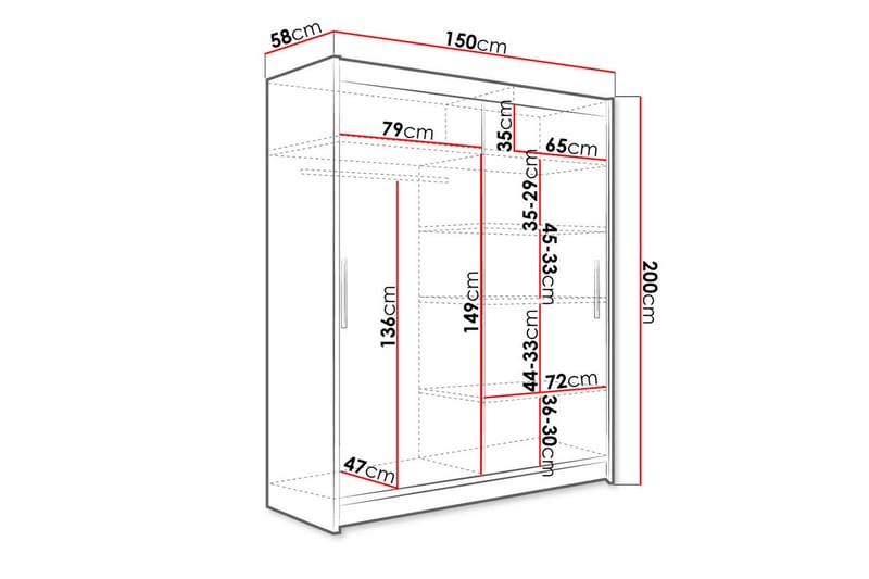 Westa Garderob 150x58x200 cm - Beige - Förvaring - Sko- & klädförvaring - Garderober & garderobssystem