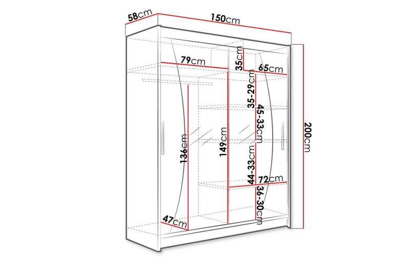 Westa Garderob 150x58x200 cm - Beige - Garderober & garderobssystem