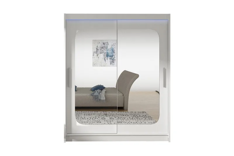 Westa Garderob 150x58x200 cm LED-belysning, Vit