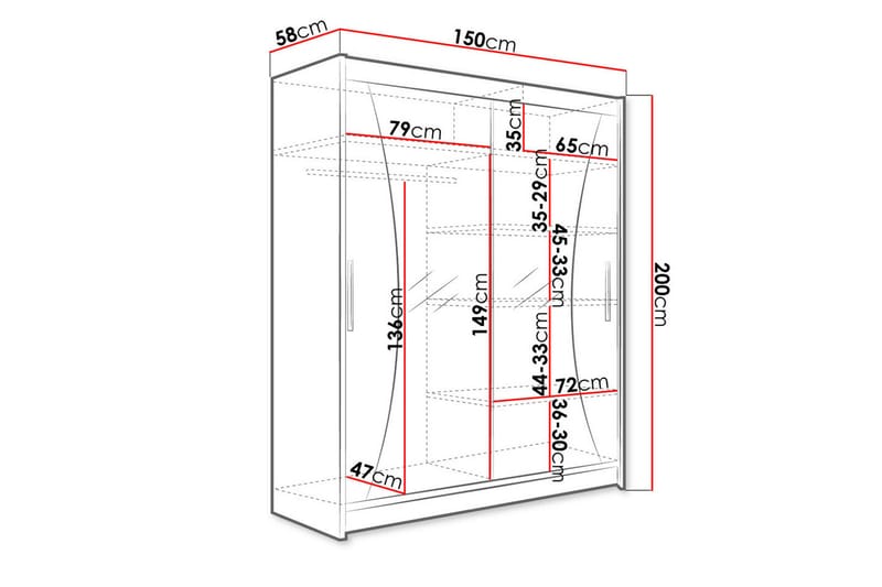 Westa Garderob 150x58x200 cm - Trä/natur - Garderober & garderobssystem