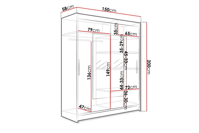 Westa Garderob 150x58x200 cm - Vit - Garderober & garderobssystem