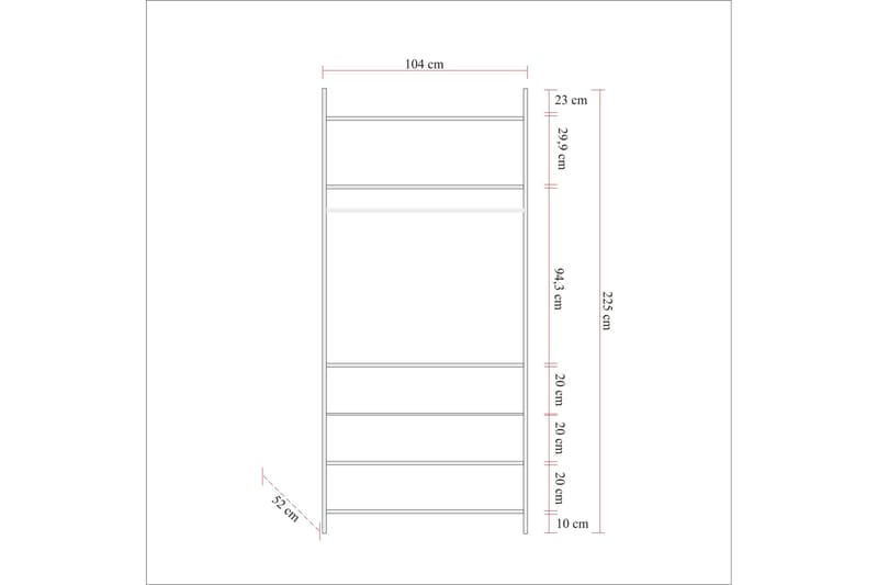 Witonia Garderob 104x52 cm - Natur - Förvaring - Sko- & klädförvaring - Garderober & garderobssystem