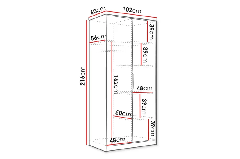 Gudelia Garderob 102x216 cm - Beige - Förvaring - Sko- & klädförvaring - Garderober & garderobssystem