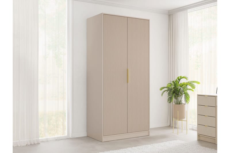 Gudelia Garderob 102x216 cm - Beige - Förvaring - Sko- & klädförvaring - Garderober & garderobssystem