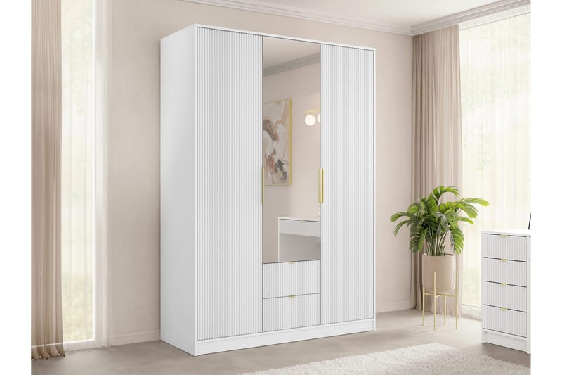 Gudelia Garderob 151x216 cm - Vit - Förvaring - Sko- & klädförvaring - Garderober & garderobssystem