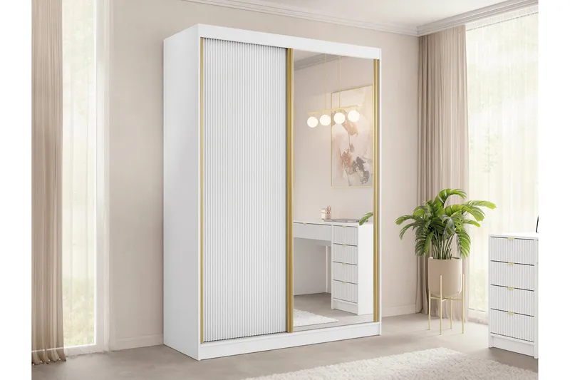 Gudelia Garderob 151x216 cm - Vit - Förvaring - Sko- & klädförvaring - Garderober & garderobssystem