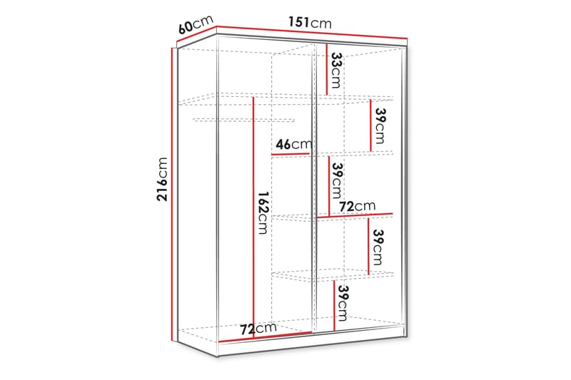 Gudelia Garderob 151x216 cm - Vit - Förvaring - Sko- & klädförvaring - Garderober & garderobssystem