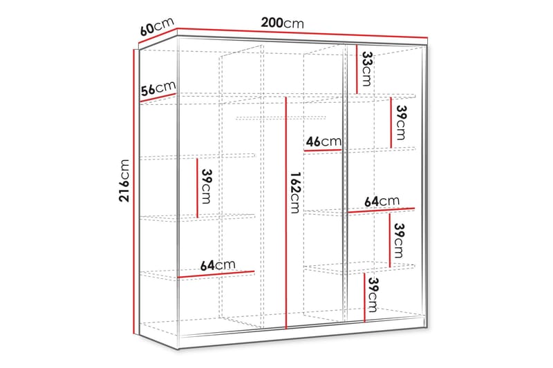 Gudelia Garderob 200x216 cm - Blå - Förvaring - Sko- & klädförvaring - Garderober & garderobssystem
