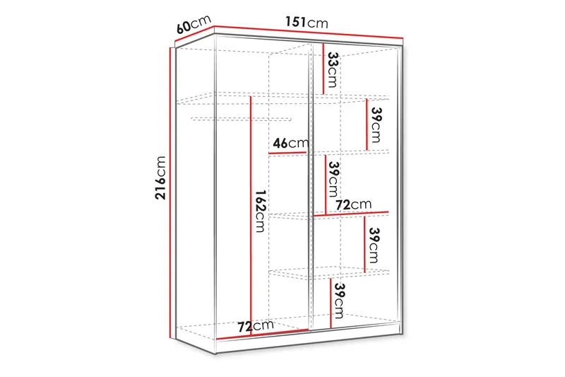 Gudelia Garderob med Spegel 151x216 cm - Beige - Förvaring - Sko- & klädförvaring - Garderober & garderobssystem