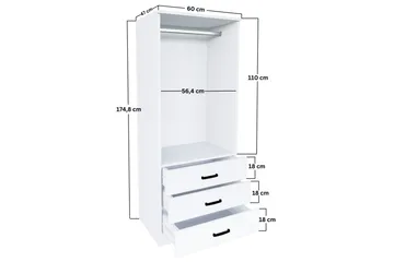 Haaken Garderob 60x174,8 cm - Mattvit - Förvaring - Sko- & klädförvaring - Garderober & garderobssystem