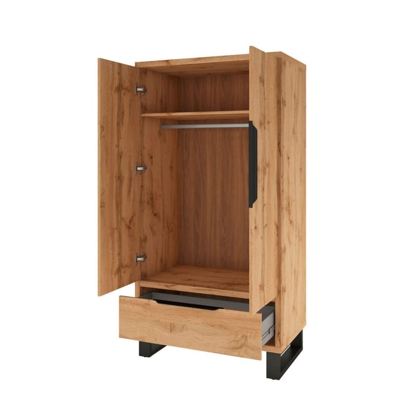 Halle Garderob 99 cm med 2 Dörrar och 1 Låda i Ek - Beige - Förvaring - Sko- & klädförvaring - Garderober & garderobssystem
