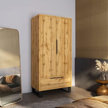Halle Garderob 99 cm med 2 Dörrar och 1 Låda i Ek - Beige - Förvaring - Sko- & klädförvaring - Garderober & garderobssystem