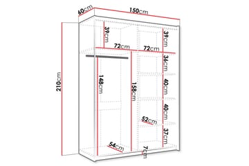 Haparanda Garderob med Spegel 150 cm - Vit - Förvaring - Sko- & klädförvaring - Garderober & garderobssystem
