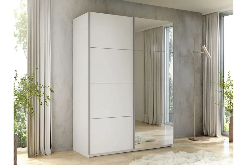 Haparanda Garderob med Spegel 150 cm - Vit - Förvaring - Sko- & klädförvaring - Garderober & garderobssystem