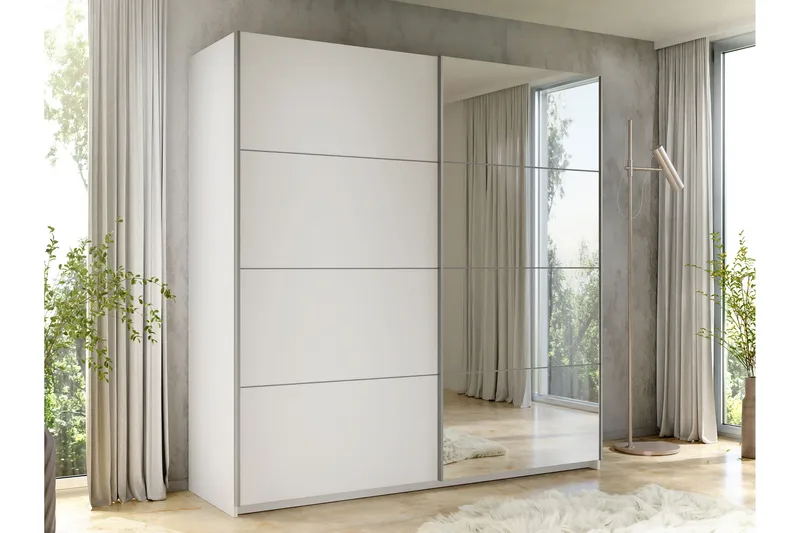 Haparanda Garderob med Spegel 200 cm - Vit - Förvaring - Sko- & klädförvaring - Garderober & garderobssystem