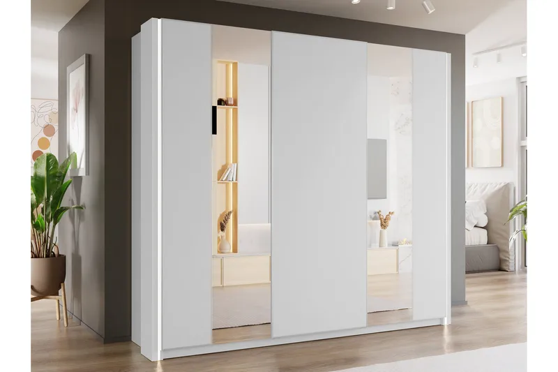 Haruna Garderob med Spegel 250x235 cm - Vit - Förvaring - Sko- & klädförvaring - Garderober & garderobssystem