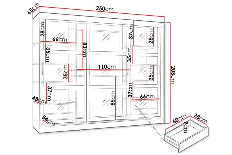 Harvans Garderob 250x203 cm - Vit - Förvaring - Sko- & klädförvaring - Garderober & garderobssystem