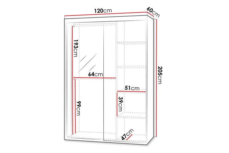 Harvinder Garderob med Spegel 120x205 cm - Beige - Förvaring - Sko- & klädförvaring - Garderober & garderobssystem