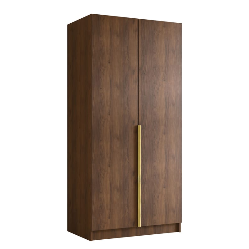 Herrljunga Garderob 100x215 cm - Brun/Guld - Förvaring - Sko- & klädförvaring - Garderober & garderobssystem