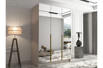 Herrljunga Garderob med Spegel 150 cm - Kashmir/Guld - Förvaring - Sko- & klädförvaring - Garderober & garderobssystem