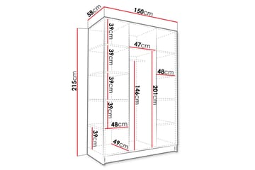 Herrljunga Garderob med Spegel 150 cm - Kashmir/Guld - Förvaring - Sko- & klädförvaring - Garderober & garderobssystem