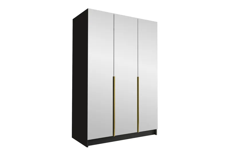 Herrljunga Garderob med Spegel 150 cm, Svart/Guld