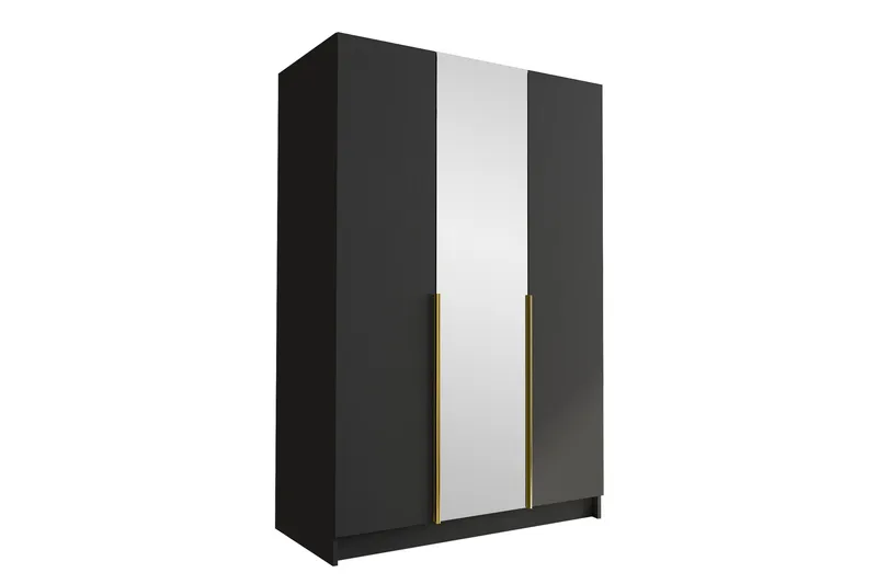 Herrljunga Garderob med Spegel 150 cm, Svart/Guld