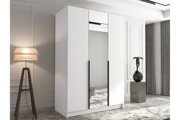 Herrljunga Garderob med Spegel 150 cm - Vit/Svart - Förvaring - Sko- & klädförvaring - Garderober & garderobssystem